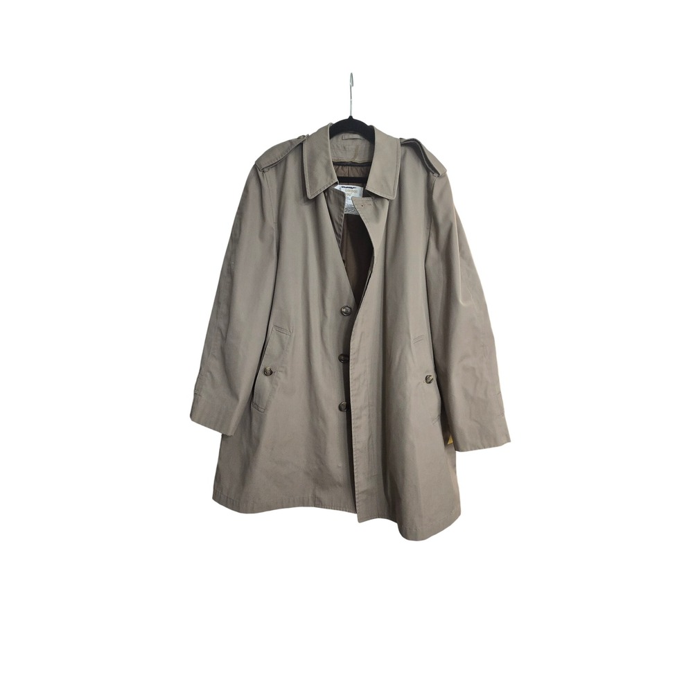 Vintage London Fog Mens Trench‎ Coat Maincoats Quilted Liner Khaki Size 44 Reg